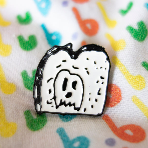 toast ghost enamel pin